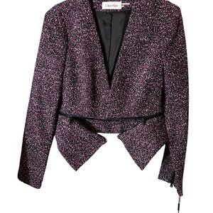 BRAND NEW!! Calvin Klein Women's Textured Black and Purple Suit. Fully Lined.